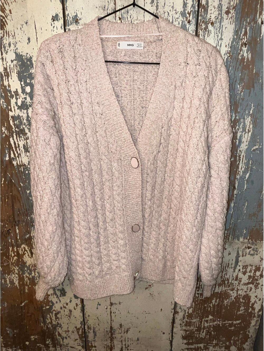 MNG Mango Womens sweater cardigan, size Small, Brilli, pink cozy cottagecore
